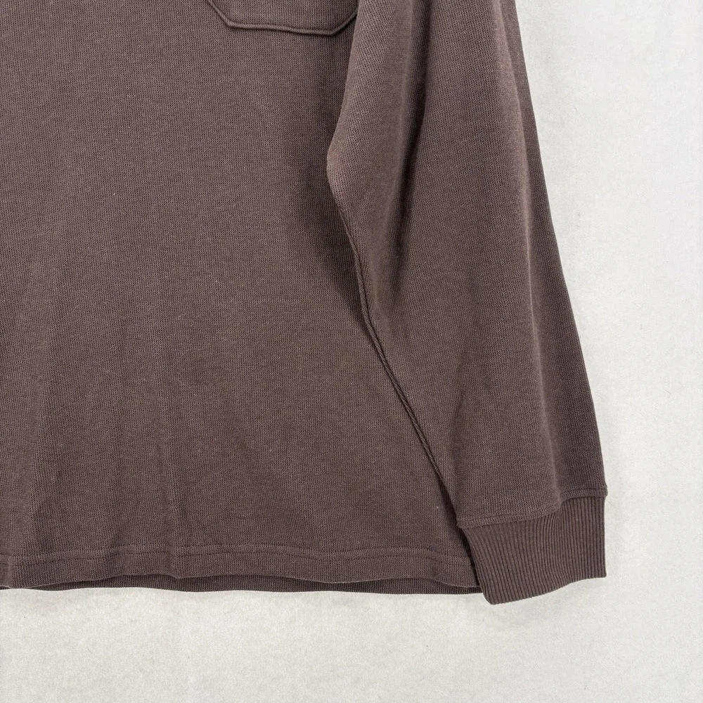 Perry Ellis Sweater Mens 2XL Brown Cotton Blend 1/4 Zip Collared Pullover Pocket - Picture 3 of 13